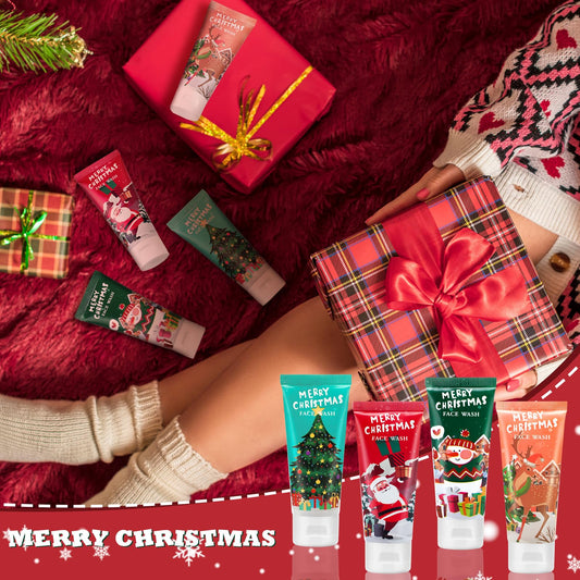 Linyuthia 36 Pcs Christmas Face Wash Bulk Christmas Gifts Facial Cleanser Stocking Stuffers Women Mini Travel Size Facial Wash Cleansing Bulk Holiday Gift Set for Adult Coworker, 40 ml