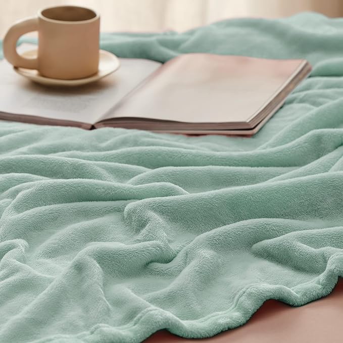 Bedsure GentleSoft Fleece Bed Blankets Full Size Sage Green - Soft Lightweight Plush Fuzzy Cozy Luxury Blanket Microfiber, 84x90 inches