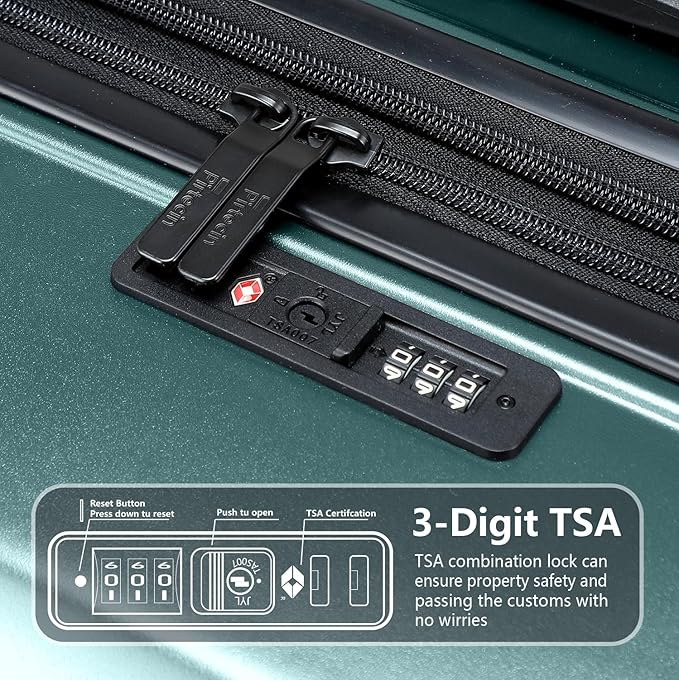 28 Inch Luggage with Spinner Wheels, Lightweight Expandable PC Hardside Large Checked Luggage with TSA Lock, Durable Rolling Suitcase, Green