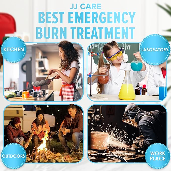 JJ CARE Burn Gel (Pack of 160), Soothing Burn Gel Packets for Minor Burns, First Aid Jel & Sunburn Relief Individual Packets with Lidocaine and Aloe Vera (0.9 Grams per Packet)