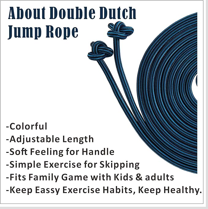 16ft Adjustable Long Jump Rope, Durable Skipping Rope for Kids & Adults, Outdoor Team Games, School Sports, Playground, Family Party Activities, Practice Double Dutch Skills