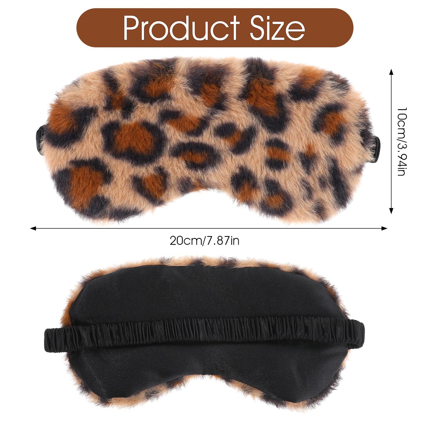 2 Pcs Plush Leopard Eye Mask Soft Sleeping Blindfold Eye Cover Comfortable Furry Faux Fur Sleeping Mask Satin Nap Night Eyeshade Cover for Women Men Gift (Brown, White)