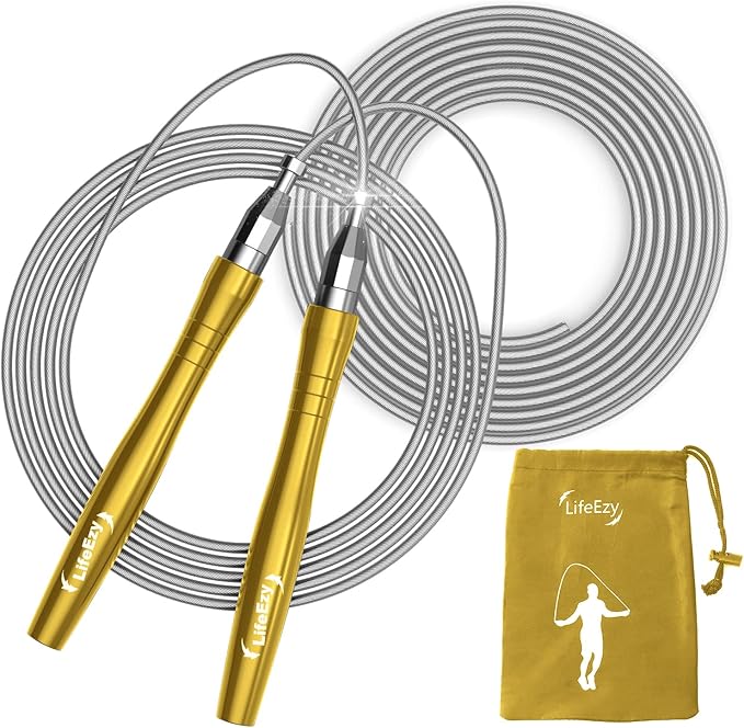 Jump Rope, High Speed Weighted Jump Rope - Premium Quality Tangle-Free - Self-Locking Screw-Free Design - Jump Ropes for Fitness - Skipping Rope for Workout Fitness, Crossfit & Home Exercises