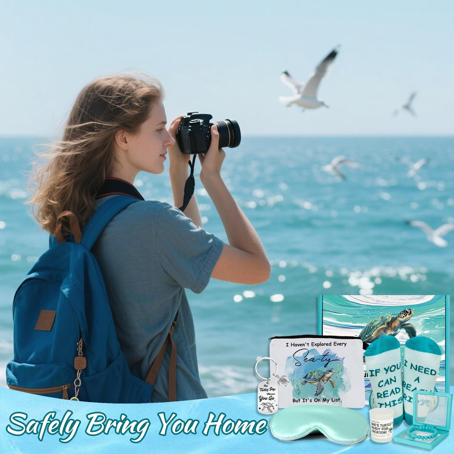 Sea Turtle Gifts for Women – Travel Gift Set for Turtle Lovers, Birthday Gift Baskets for Her, Cute Ocean Themed Present for Mom, Sister, Friends, Valentine’s Day, Christmas, Mother's Day