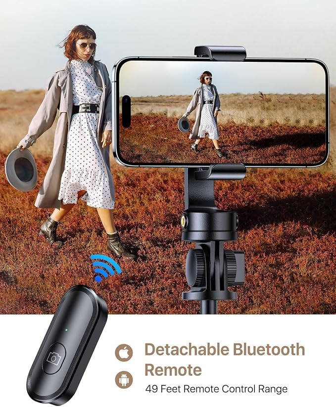 andobil MagStick Selfie Stick Tripod Compatible with MagSafe [Redefined Phone Tripod] 63.5" Extendable Magnetic Cell Phone Tripod Stand with Wireless Remote for iPhone 15 14 13 12 & All Phones