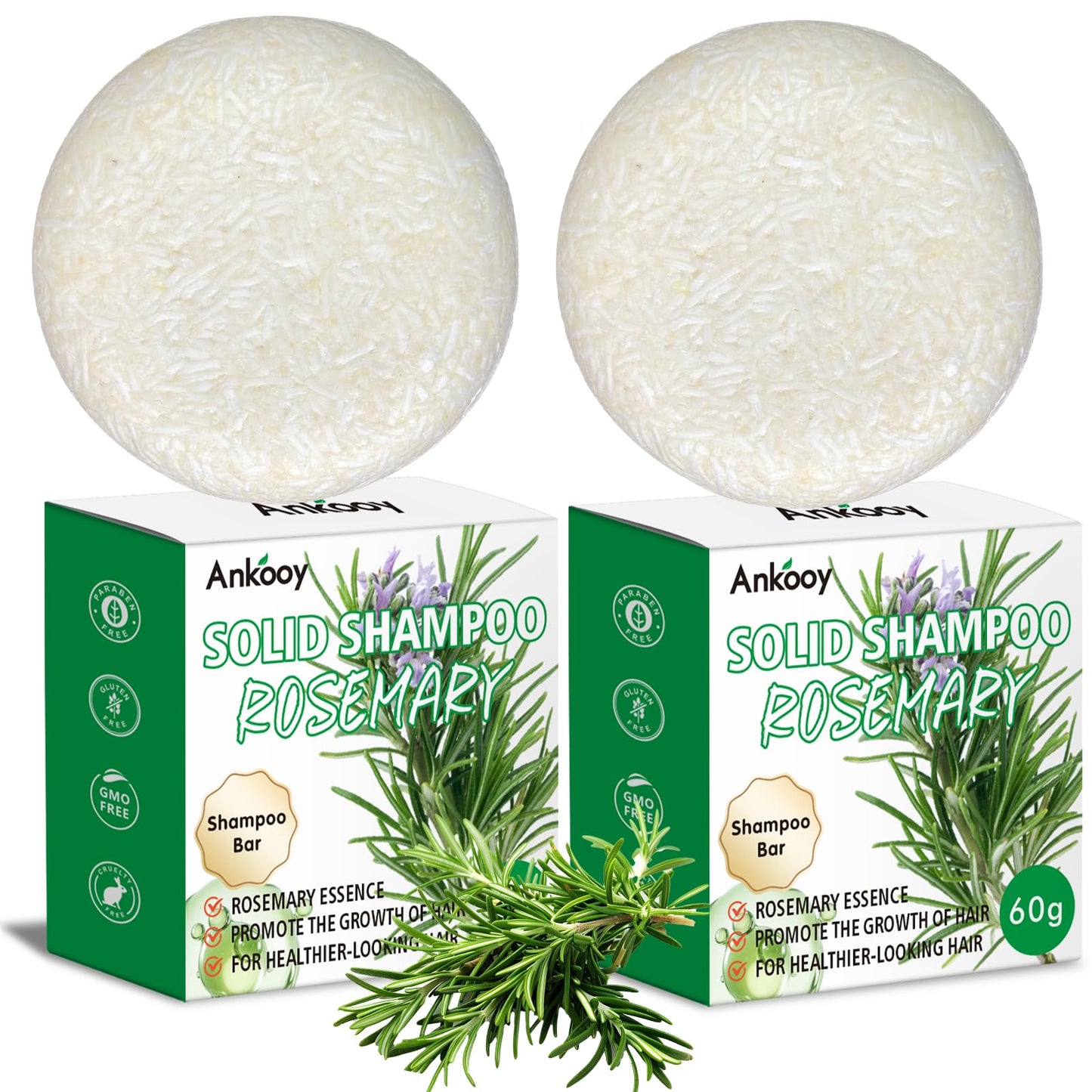 2 Pack Rosemary Oil Shampoo Bar,Natural Solid Hair Growth Soap Bars,Effective Cleansing Scalp Hair Loss Shampoo Bar,Organic Hair Oil Control,Strengthening,Thickening & Volumizing Soap for Hair