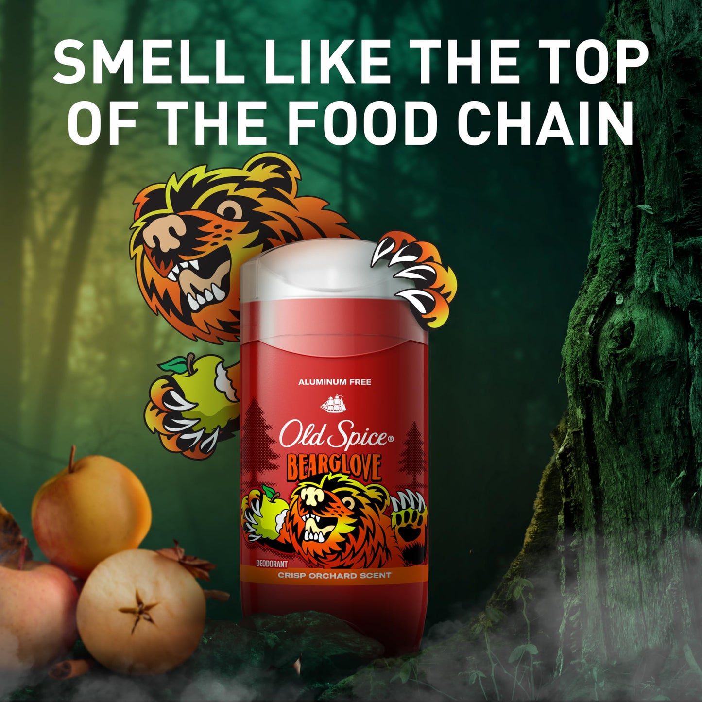 Old Spice Aluminum Free Deodorant for Men, 24/7 Odor Protection, 24/7 Freshness & Lasting Scent, Goes on Clear, Bearglove with Crisp Orchard Scent, 3.0 oz (Pack of 3)