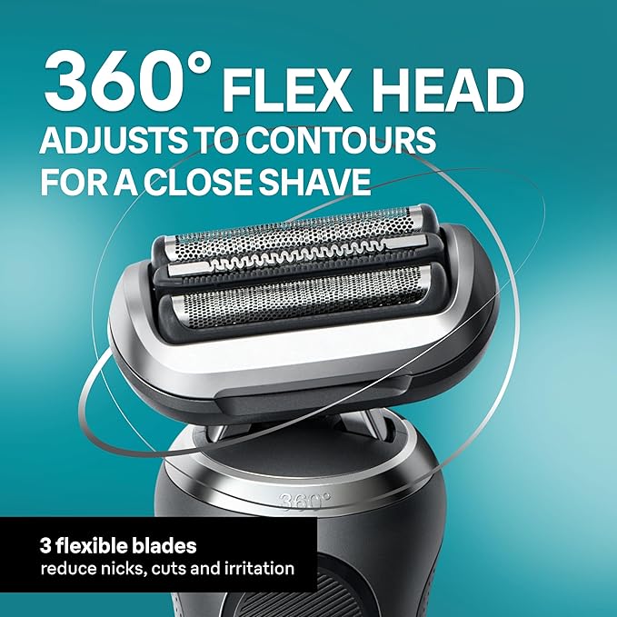 Braun Electric Shaver for Men, Series 7 7171cc, Wet & Dry Shave, Turbo & Gentle Shaving Modes, Waterproof Foil Shaver with Precision Trimmer, Space Grey