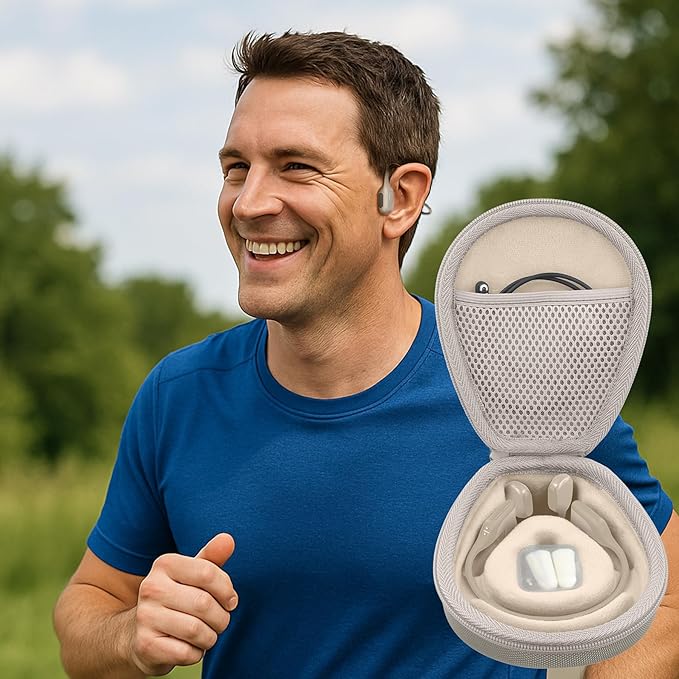 co2CREA Hard Case for SHOKZ New OpenRun Pro 2/1/Mini, OpenRun Standard/Mini, OpenMove, OpenSwim Pro, OpenSwim, Compatible with All SHOKZ Open-Ear Bone Conduction Sport Headphones, Beige Case