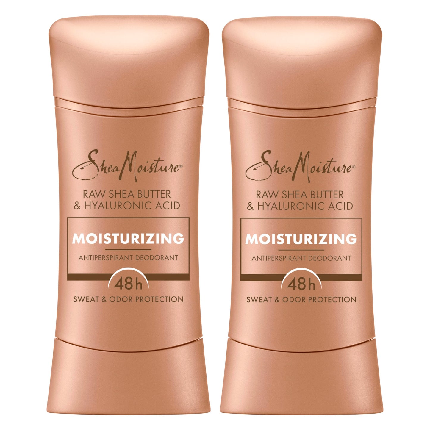 SheaMoisture Antiperspirant Deodorant Stick Moisturizing Raw Shea Butter & Hyaluronic Acid 2 Count for 48HR Sweat & Odor Protection with No Parabens & No Mineral Oil 2.6 oz