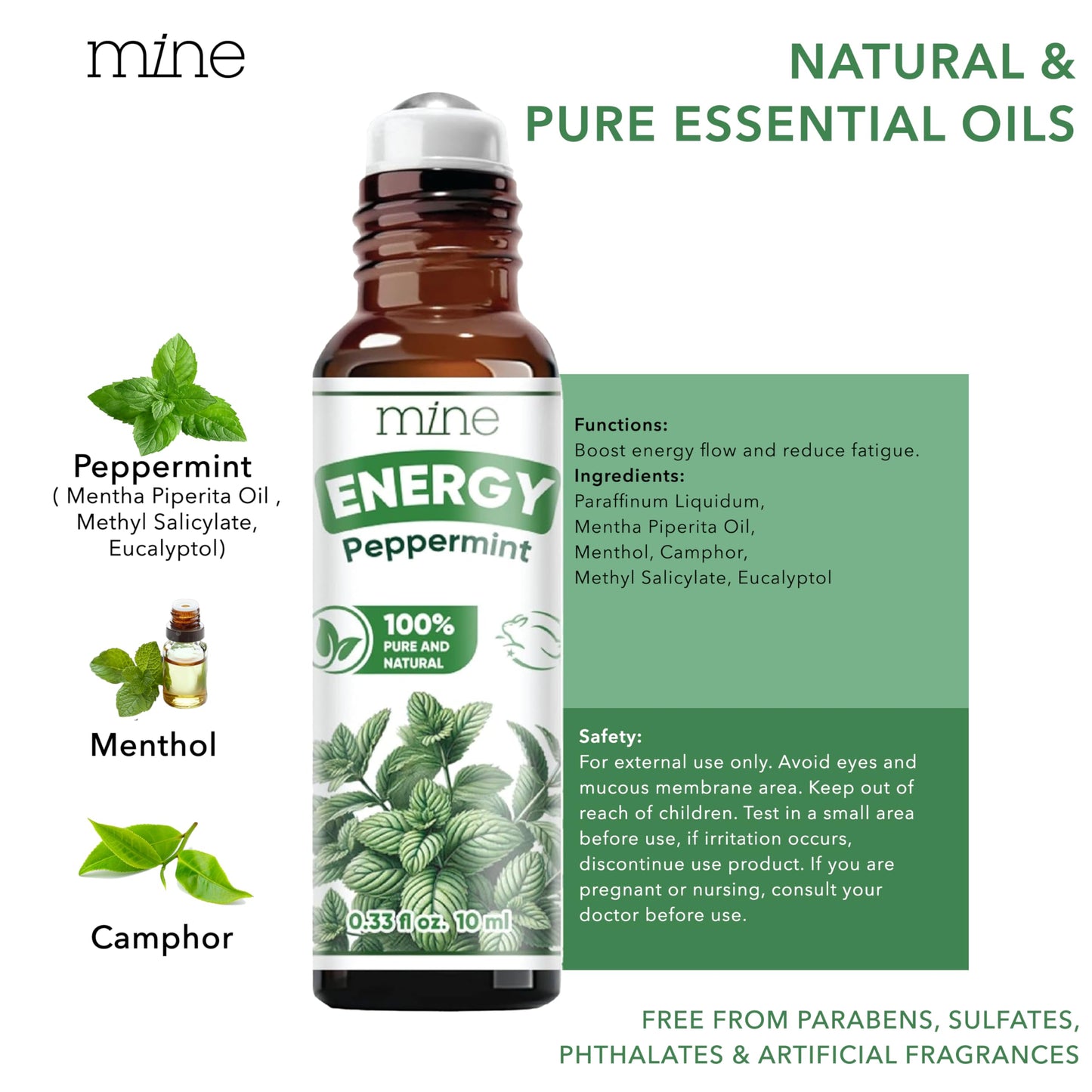 Mine Peppermint Essential Oil - Peppermint Oil Roll On, Pregnancy Nausea Relief & Morning Sickness Relief for Pregnant Women - Pregnancy Must Haves