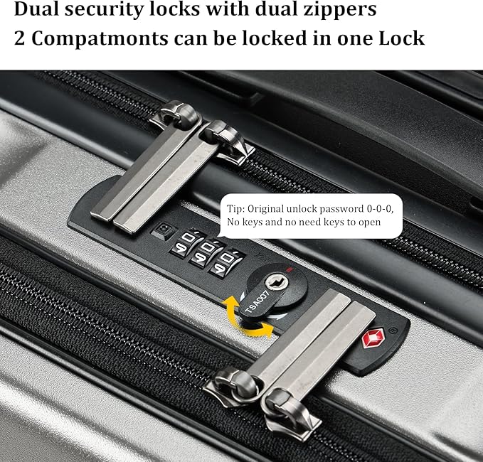 16 Inch Carry On Luggage with 2 Compartments for 14” & 15” Laptop, 16.14*8*17.12” Rolling Briefcase, Lightweight Hardshell ABS+PC Suitcase with Spinner Silent Wheels, for Business Trip, Dark Gray