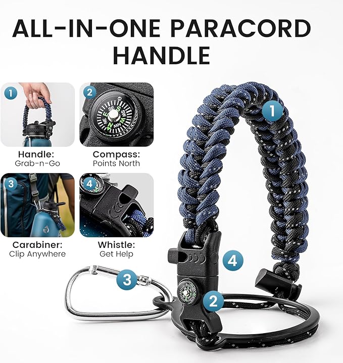 128oz Insulated Water Bottle, Triple Wall Vacuum Stainless Steel Water Bottles - Keeps Cold 48H, Reusable One Gallon Jug for Gym, Sports, Camping, Hiking,Travel, Midnight Blue Speckle