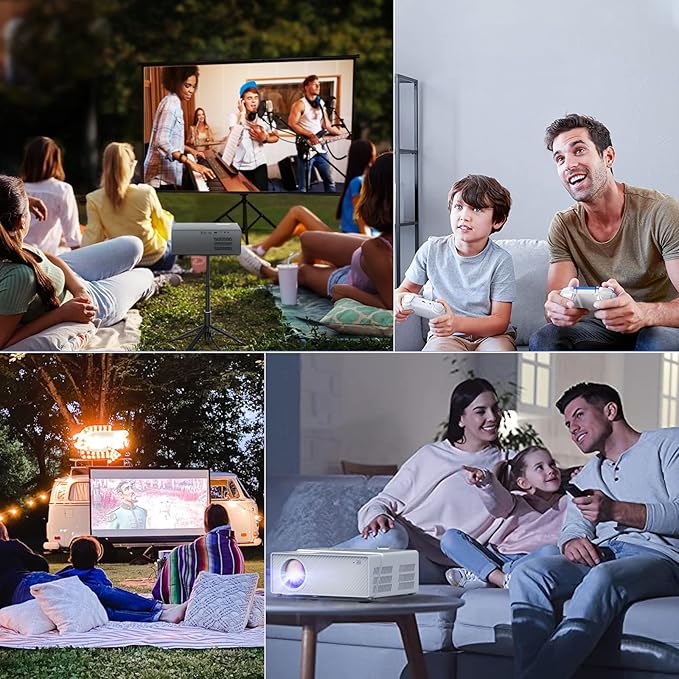 5G WiFi Bluetooth Movie Projector, Real Native 1080P 4K Outdoor Projector for Home Theater Movies, Synchronize Smartphone, Compatible with USB/TV Stick/HDMI