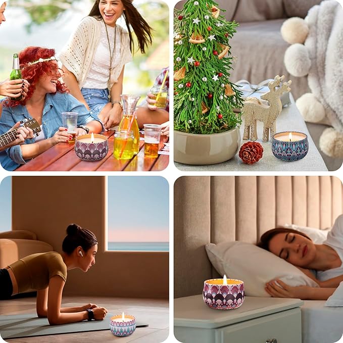 Hausware 3 Pack Scented Candles, 2.5 oz Aromatherapy Candles with Floral Scents,Soy Candles Set with 72H Burning Time,Ideal Gift for Women (Strawberry+Lilac+Freesia)