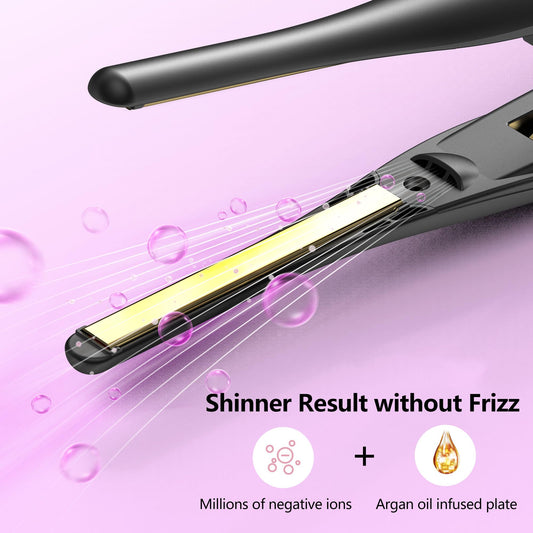 ORYNNE Small Flat Irons for Short Hair, 5s Ultra Fast Heat Up Pencil Flat Iron, Negative Ions Mini Flat Iron for Edges, 3/10'' Travel Mini Hair Straightener with Digital Temp Control, Easy to Use