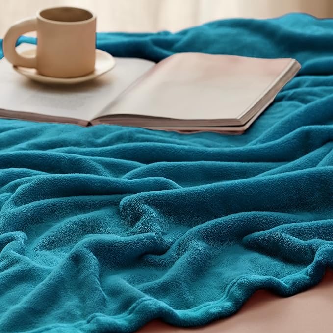 Bedsure GentleSoft Fleece Blanket Twin Size Teal - 300GSM Lightweight Plush Fuzzy Cozy Soft Warm Blanket for Bed, Sofa, Couch, Travel, Camping, 60x80 inches