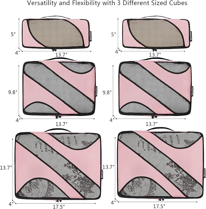 BAGAIL 6 Set Packing Cubes,Travel Luggage Packing Organizers