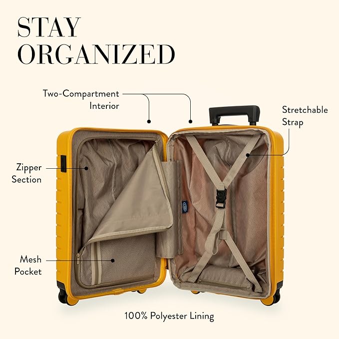 Bric's B|Y Ulisse Spinner Suitcase - 21 Inch Carry-On Luggage - Hard Exterior and TSA-Approved Lock - Mango