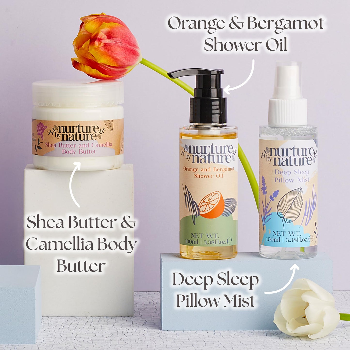 Nurture by Nature Relaxing Spa Gifts for Women - New Mom Gifts Care Package for Women with Deep Sleep Pillow Spray & Bath Salts, Vegan & Cruelty Free New Mommy Essentials - Baby Shower Gift Baskets