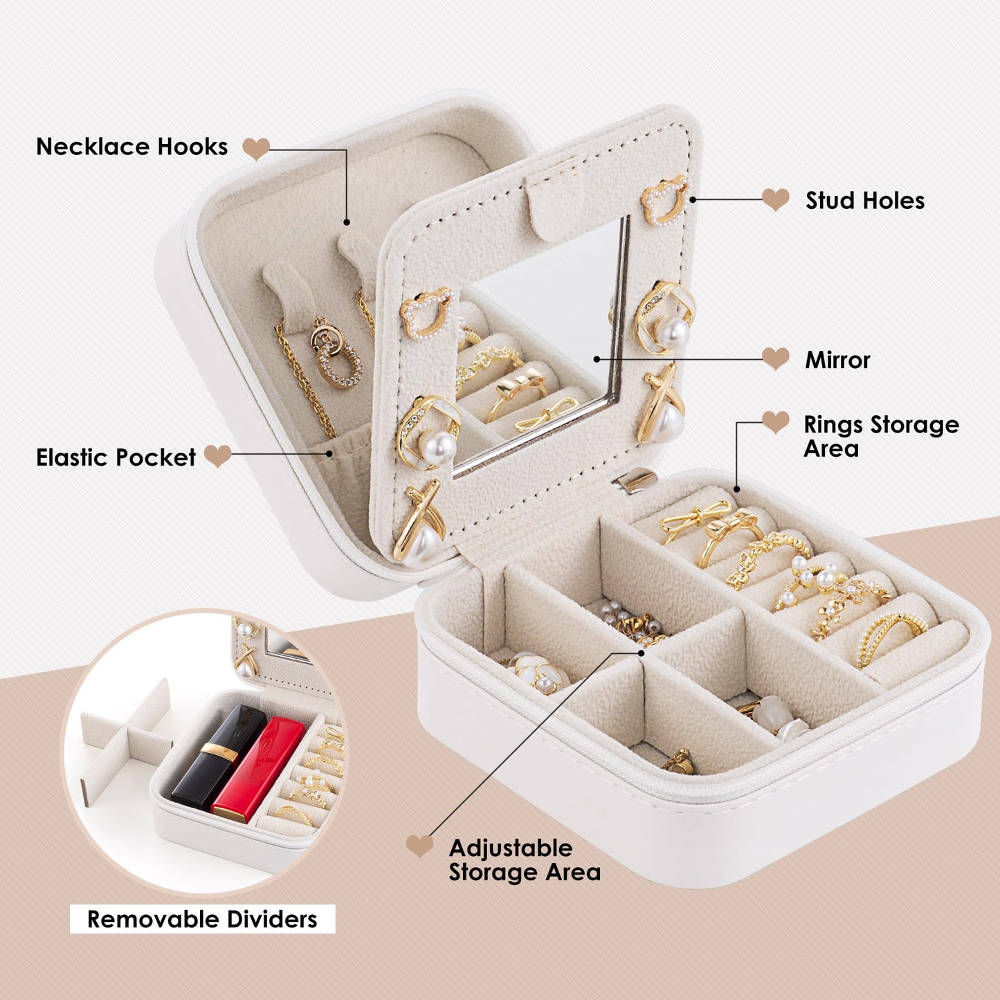 Nymtavia Birthday Gifts for Women - Initial Jewelry Box, Travel Case Organizer for Wife, Girlfriend, Graduation & Bridesmaid Gift