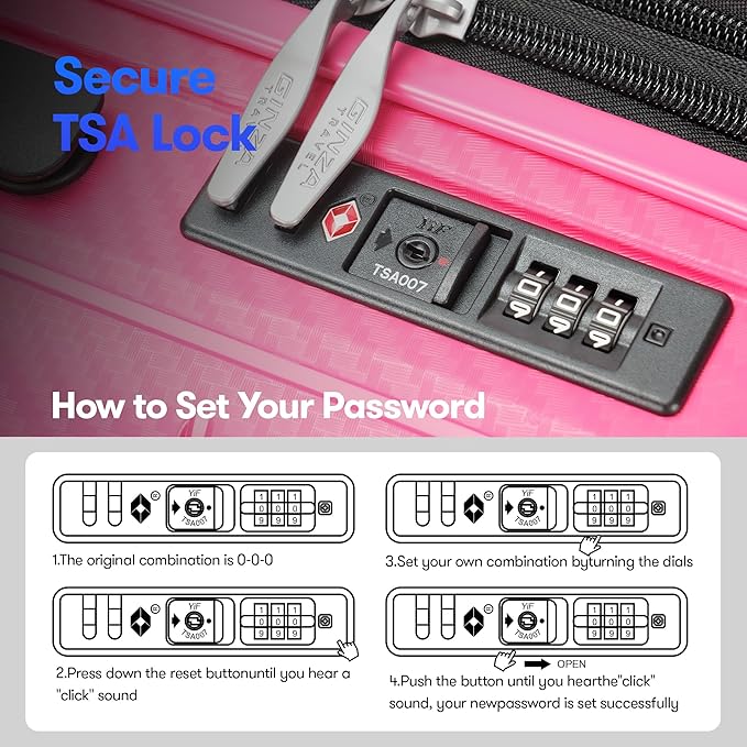 25 Inch Hardside Checked Luggage Large Lightweight Suitcase with Spinner Wheels TSA Lock, Checked-Medium 25-Inch, Dark Pink