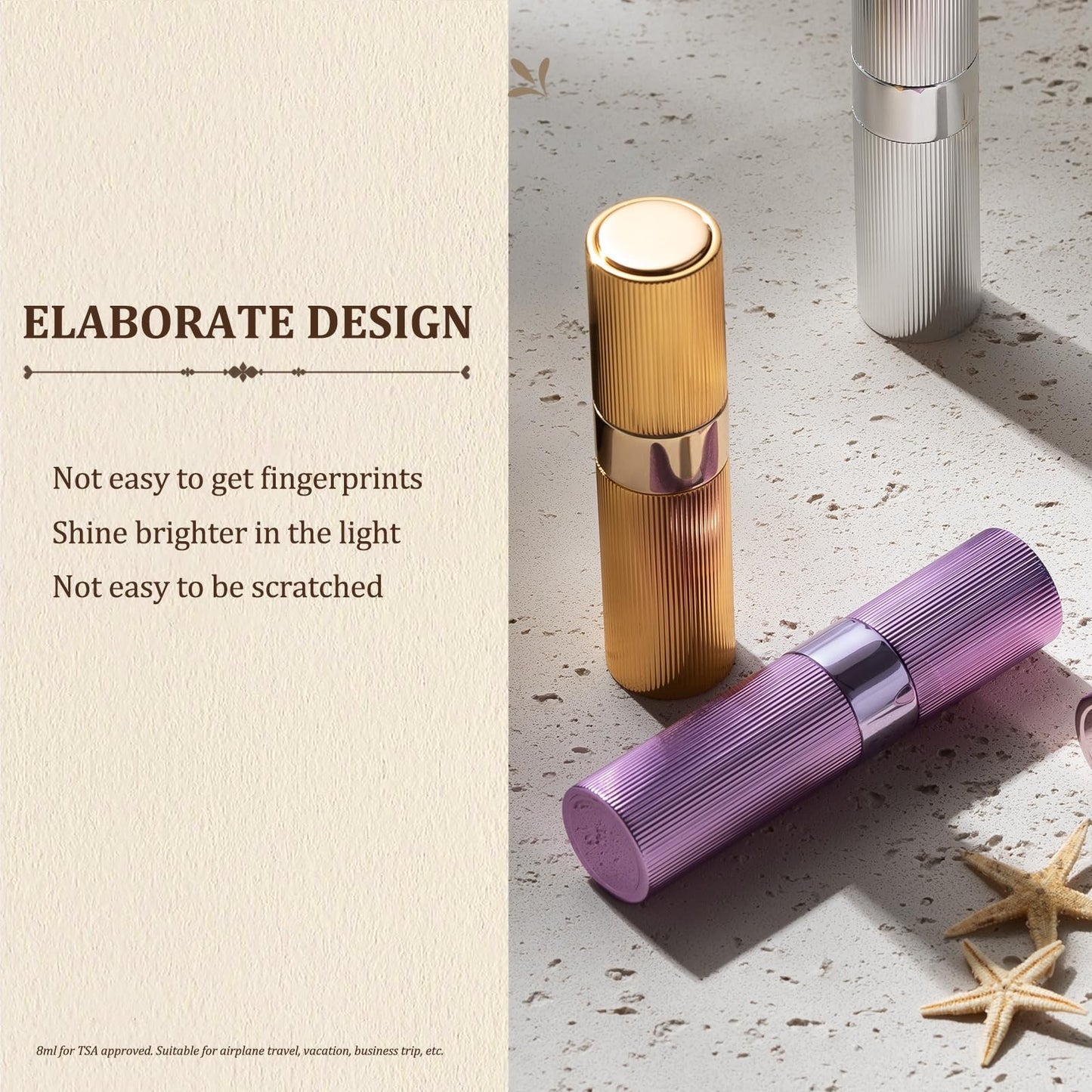 LISAPACK 8ml Perfume Atomizer Spray Bottle, 1pcs Travel Cologne Sprayer Refillable, Empty Mini Portable Perfume Dispenser (Black)