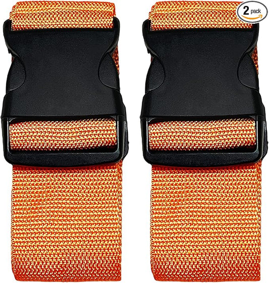 2 Pack Suitcase Belts, Adjustable Luggage Straps, Bright Colors Travel Packing Straps with Quick Release Buckle (Orange)
