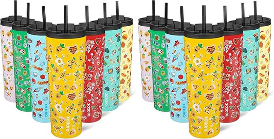 BJPKPK 30oz Insulated Tumbler With lid And Straw Stainless Steel Tumblers Travel Coffee Mug Reusable Thermal Cup,Hawaii Fruits-Yellow (Pack of 2)