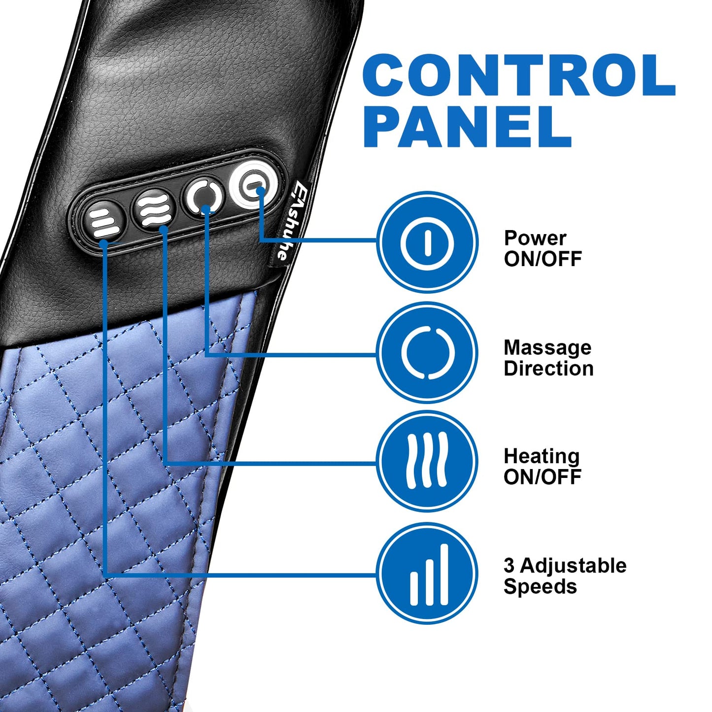 EAshuhe Neck and Shoulder Massager with Heat Shiatsu Back Massage Pillow with 3D Deep Tissue Kneading for Foot, Legs, Body Muscle Pain Relief, Use at Home, Office & Car