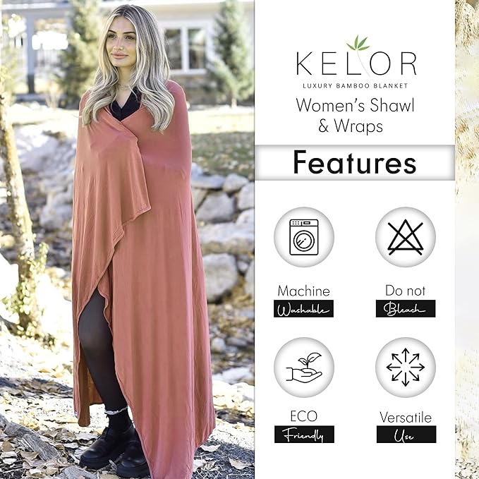 K E L O R Luxury Cooling Travel Blanket - Stretchy, Lightweight Soft & Breathable Shawl Wraps for Women