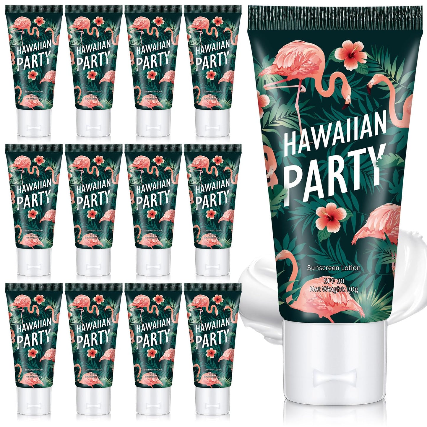 Dansib 12 Pcs Mini Sunscreen Bulk for Summer Travel Size SPF 30 Water Resistant Sunscreen Lotion Bulk for Thank You Gifts Wedding Bridal Shower Favors for Wedding Party(White Cream,Flamingo)