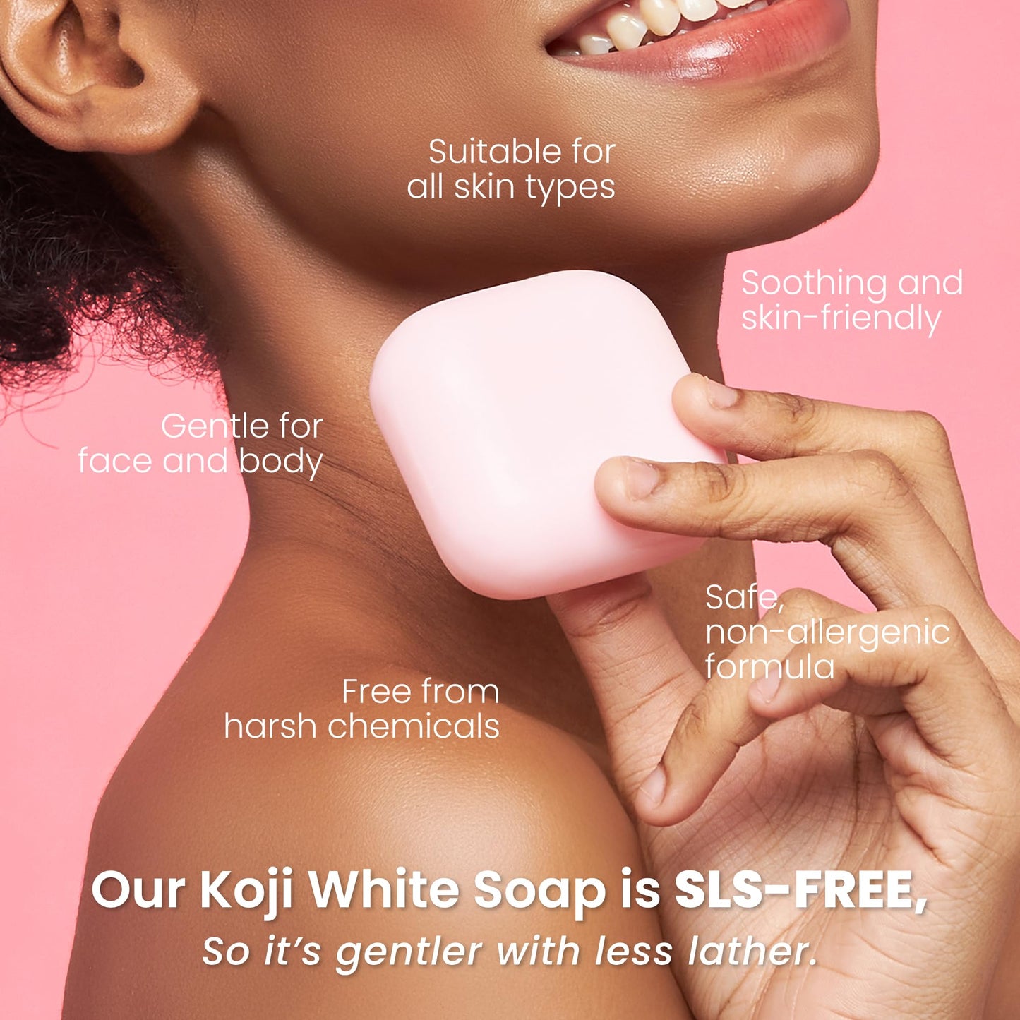 Koji White Kojic Acid & Collagen Skin Brightening Soap for Face & Natural Glowing Skin - Moisturizer, Body Cleansing Bar, Reduce the Appearance of Wrinkles, Vegan, Paraben-Free, 2.82 oz (2 Bars)