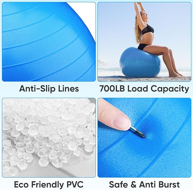 APEXUP Yoga Ball Exercise Ball Anti Slip Heavy Duty for Fitness, Balance & Core Workout