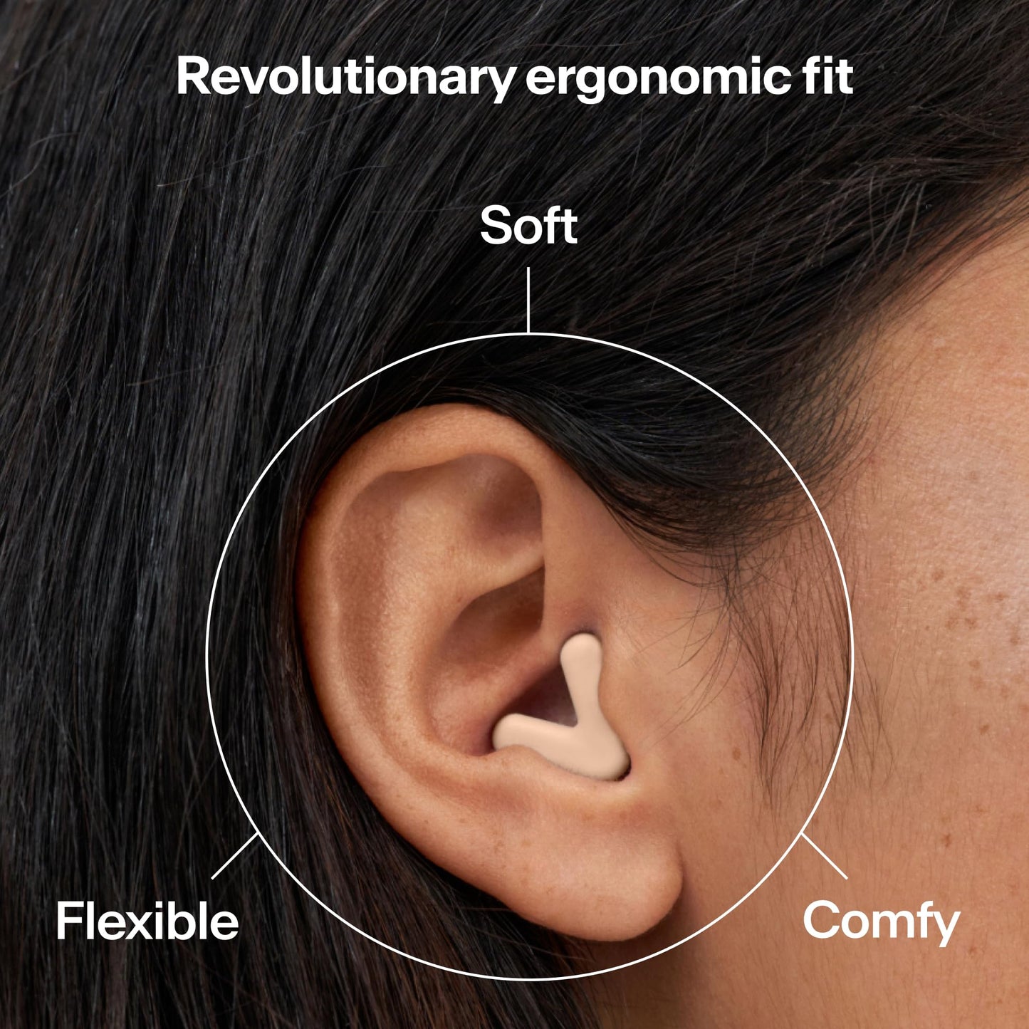 Alpine Silence Earplugs for Sleep, Focus & Travel - V-Shape Snug Fit & Soft Oval Tips – 4 Sizes XS/S/M/L - Comfortable, Reusable Hearing Protection - SNR 22dB & NRR 16 Noise Reduction – Beige