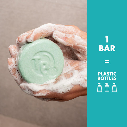 Castor Oil Shampoo & Conditioner Bar Set Bundle – With Peppermint Essential Oils & Biotin – Nourishing, Volumizing & Strengthening – Plastic-Free, Frizz Control – 7.8oz