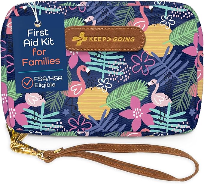 KeepGoing Travel First Aid Kit for Kids – 130 Pc. for Car, Home, Purse, Diaper Bag & Backpack with Latex-Free Bandages - Mini First Aid Kit Travel Size TSA-Approved