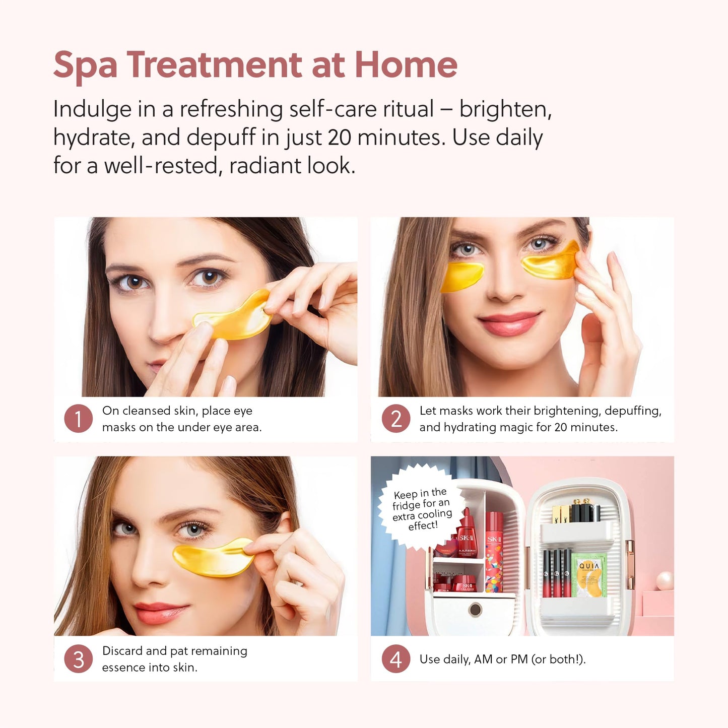 QUIA Hydrogel Eye Patches with Collagen – Depuff, Smooth Fine Lines & Hydrate in 15 Minutes – No-Slip, Soothing Formula – 20 Pairs for All Skin Types