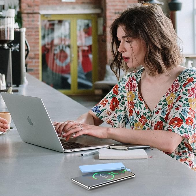 Auskang Portable Charger for iPhone with Built in Lightning Cable- 5000mAh Slim Power Bank Compatible with iPhone 14/13/12/11/X/8/7 Series (Not for iPhone 15 Series)- Thin Battery Pack for Travel