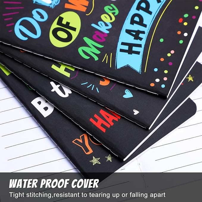 Cinrobiye 24 Pcs Mini Colorful Notebooks, Funny Motivational Journals Notepads Inspirational Notepads Small Pocket Notebook for Kids Teacher School Office Gift Bulk Prizes Travel Supplies (Black)