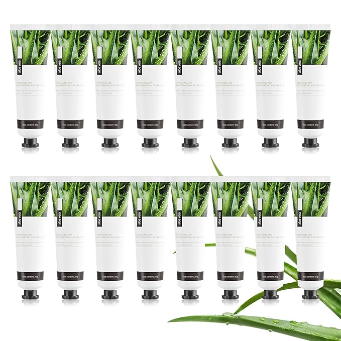 16PCS Aloe Vera Gel for Face,Hydrating Organic Aloe Vera Gel,Instant Cooling,Refreshing After Sun Care Lotion,Travel Size After Sun Care Lotion for Face and Body,All Skin Types, 1.05 Oz