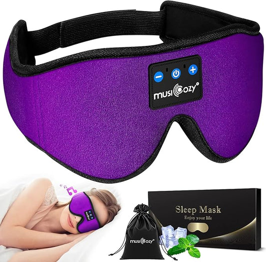 MUSICOZY Sleep Headphones, Bluetooth Sleep Mask Headband Headphones Sleeping Eye Mask, Wireless Music Earbuds Earphones with HD Headphone Ultra-Thin Stereo Speakers for Side Sleepers Men Women