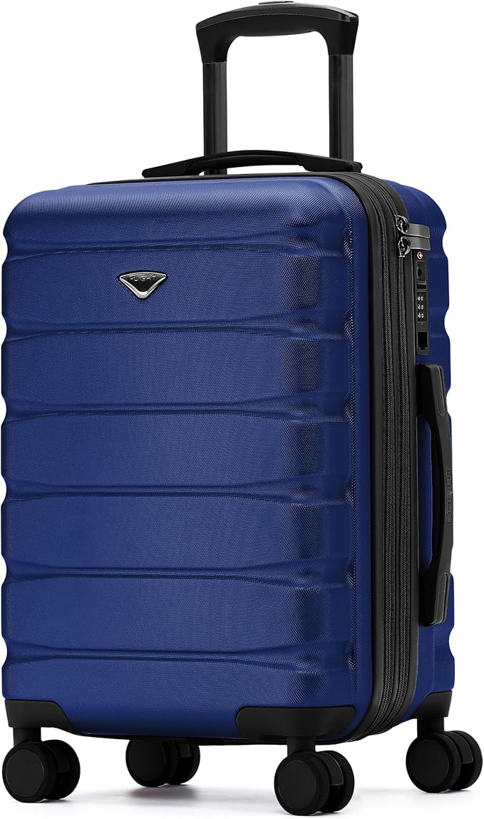 Carry On Suitcase Hardside Built In TSA Lock & USB Port Silent Double Spinner Wheels Maximum Overhead Carry-On Bag For American & United Approved Airlines( 22x14x9" ,Navy )