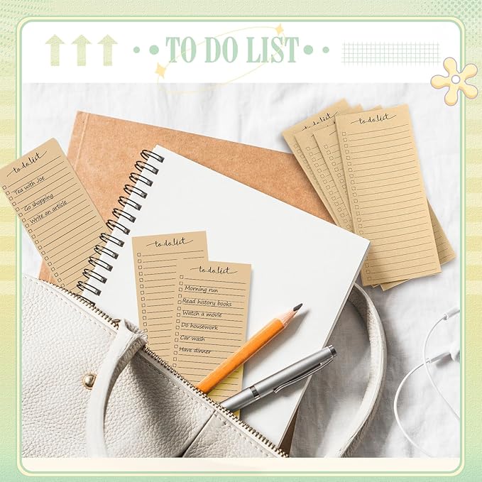 Censen 10 Pack 500 Sheets To Do List Notes Daily Checklist Notepads with 50 Sheets Each Undated Color Memo Pad Block Shopping List Pad Weekly Plan Notepad Organizer Planners(Wood Color,Lined)