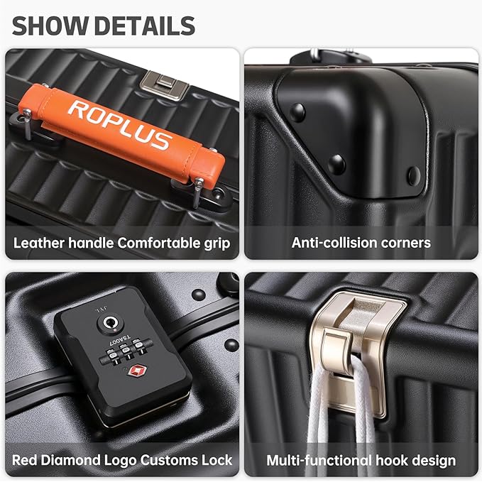 Aluminium Frame Checked- In Luggage with Smooth Jelly Wheels, Hardside Zipperless Rolling Suitcase with TSA Lock (Black, 28-Inch)