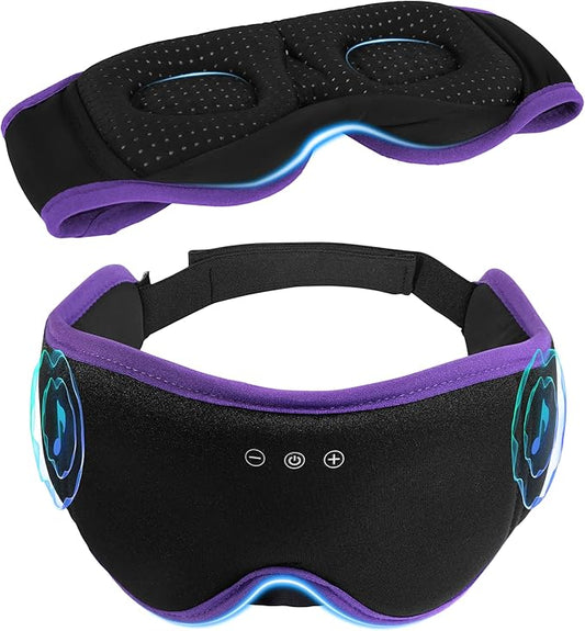LC-dolida Sleep Mask with Headphones Bluetooth 5.4, 3D Sleeping Headphones for Side Sleepers Bluetooth Sleep Mask Blackout Bluetooth Eye Mask for Sleeping Travel Meditation Men Women