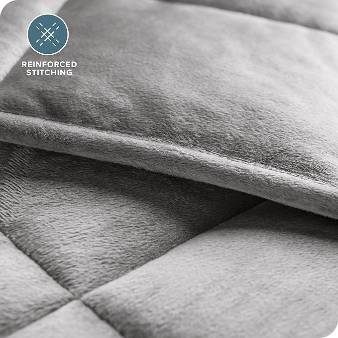 Bare Home Weighted Blanket Queen Size 20lb (60" x 80") for Adults - Minky Fleece - Premium Heavy Blanket Nontoxic Glass Beads (Light Grey, 60"x80")