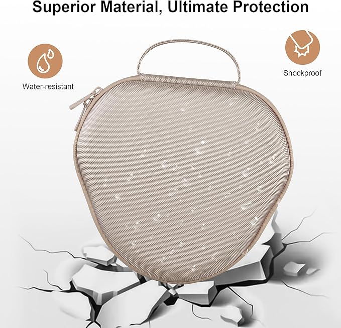 BOVKE Hard Carrying Case with Sleep Mode for Apple AirPods Max Wireless Over-Ear Headphones, AirPods Max Protective Portable Storage Bag with Mesh Pocket for Headphone Accessories, Starlight