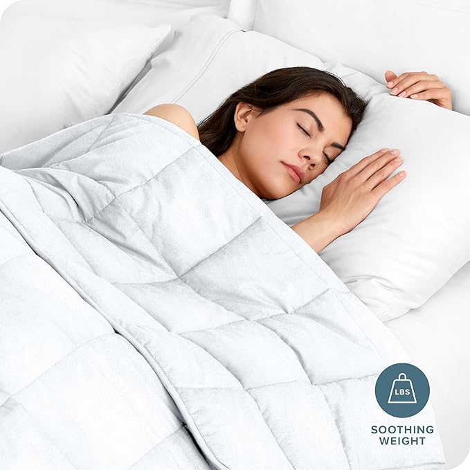 Bare Home Weighted Blanket Queen Size 17lb (60" x 80") for Adults - Minky Fleece - Premium Heavy Blanket Nontoxic Glass Beads (White, 60"x80")