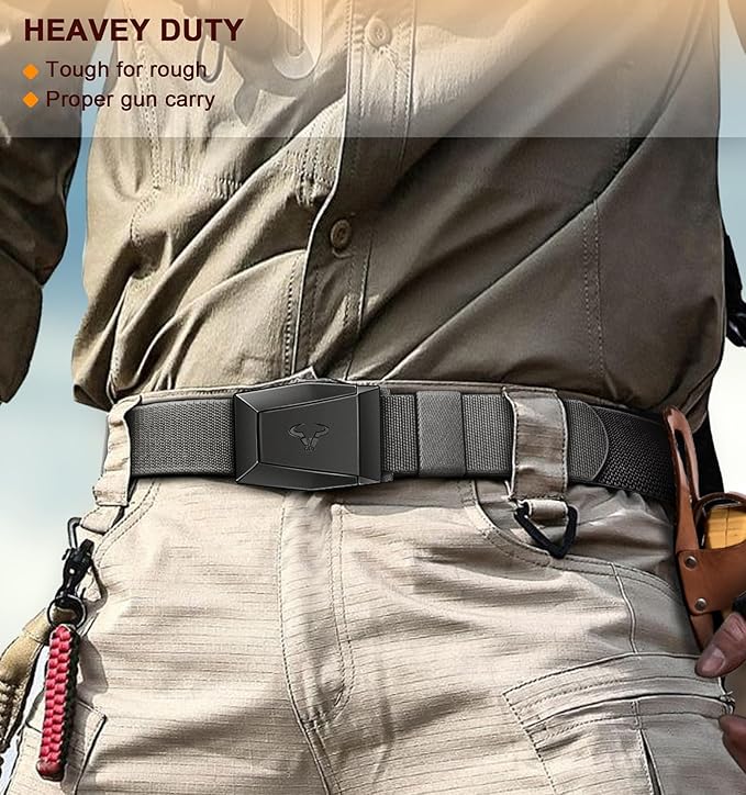 BULLIANT Men Belt 2 Pack,Nylon Web Holster Belt Stretch for Gift Men Outdoor Work Sports Hunting Hiking,Quick Release